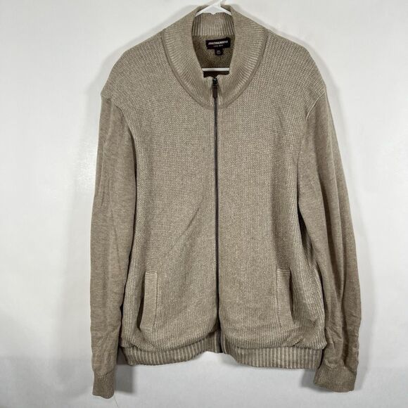 Johnson & Murphy Sherpa Lined Full Zip Wool Blend Sweater Womens XXL 2XL Beige - Picture 1 of 12